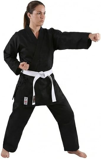 Kihon Black Karate Gi Uniform Lightweight Beginner Gi for Training Durable WKF-Style Karate Suit with Belt