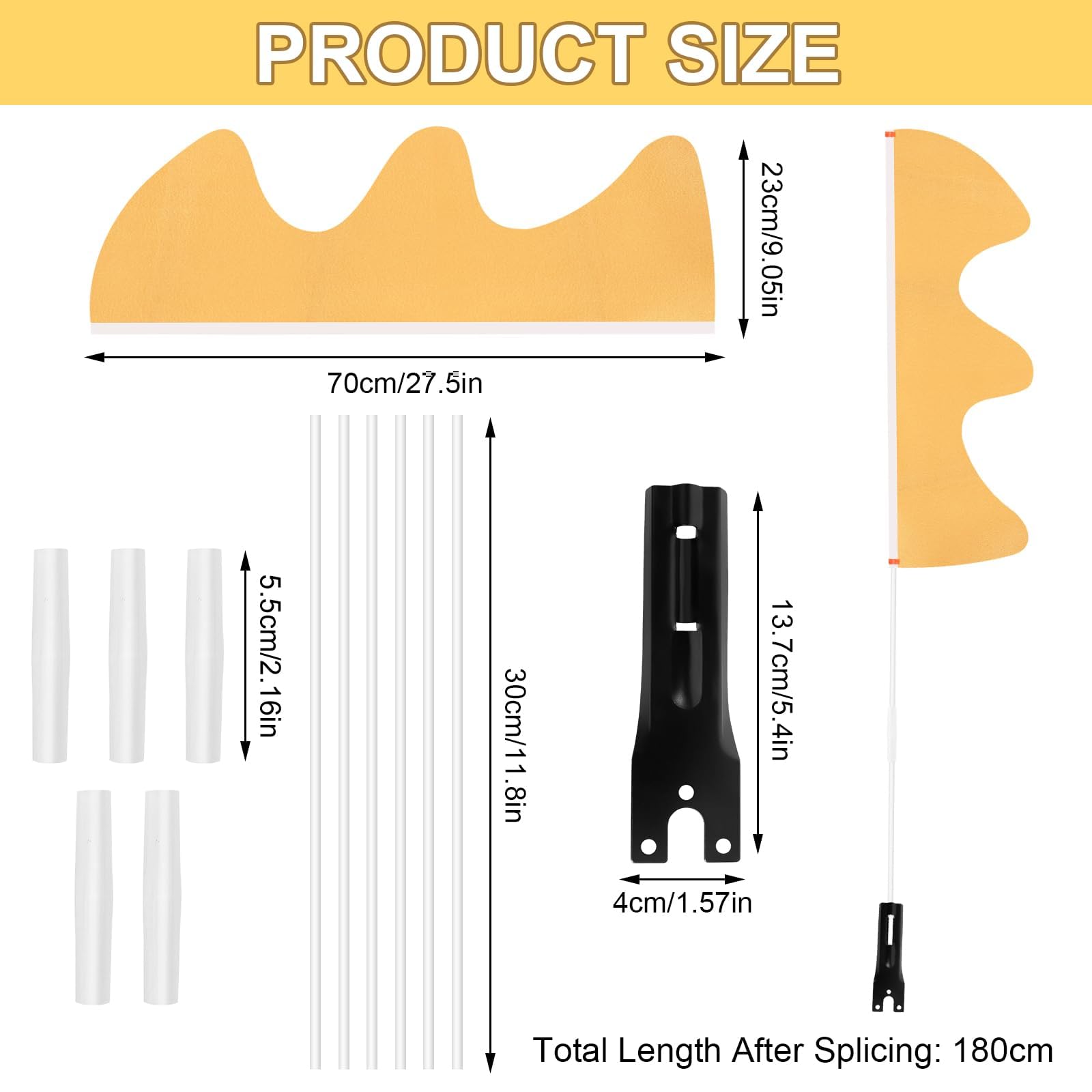 Kit De 18 Drapeaux De Sécurité Pour Vélo – Fanions Triangulaires Réglables Pour Remorque, Scooter, Kart (lettres, Pirate, Orange)