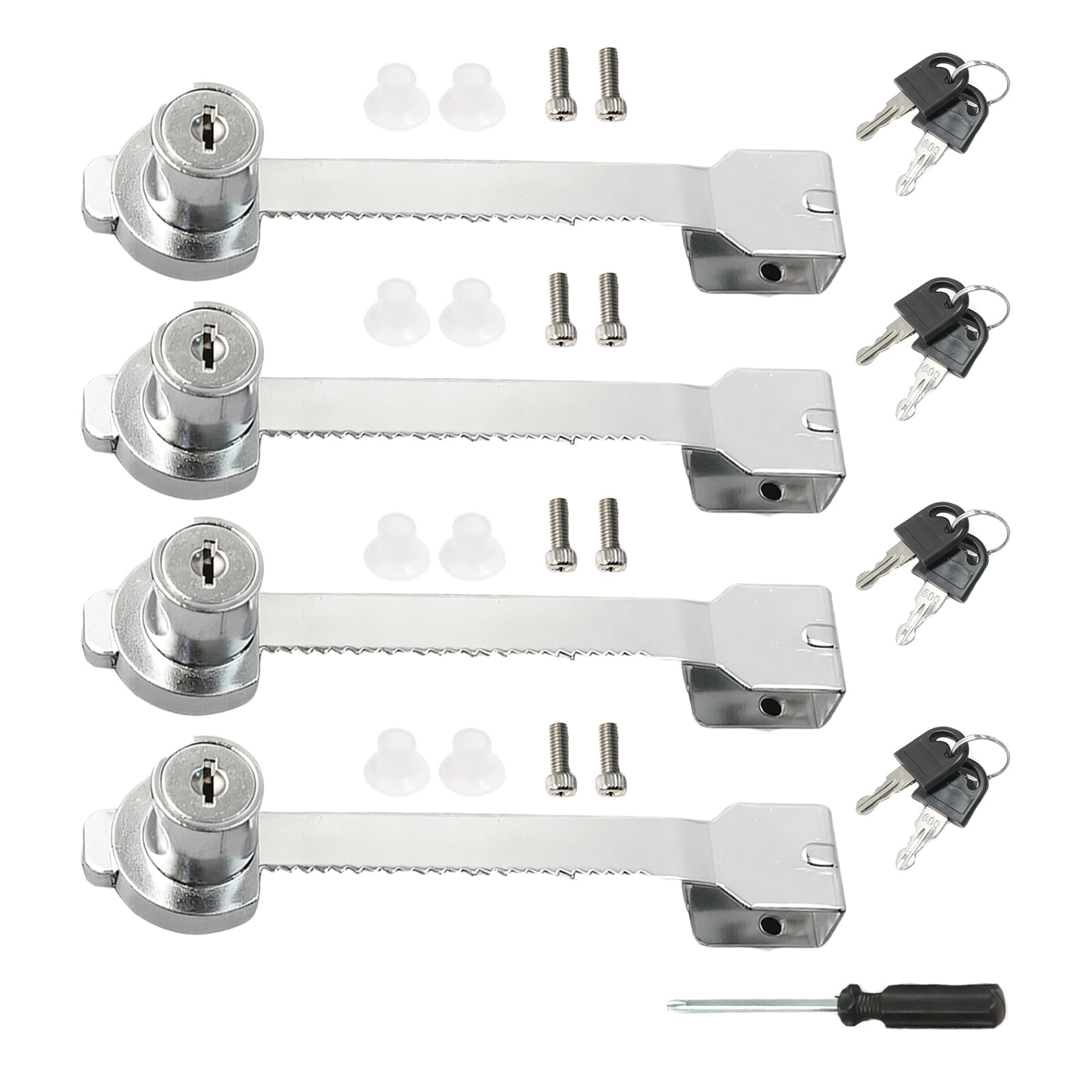 Sliding Glass Door Ratchet Lock, 4PCS Reptile Vivarium Lock with Key