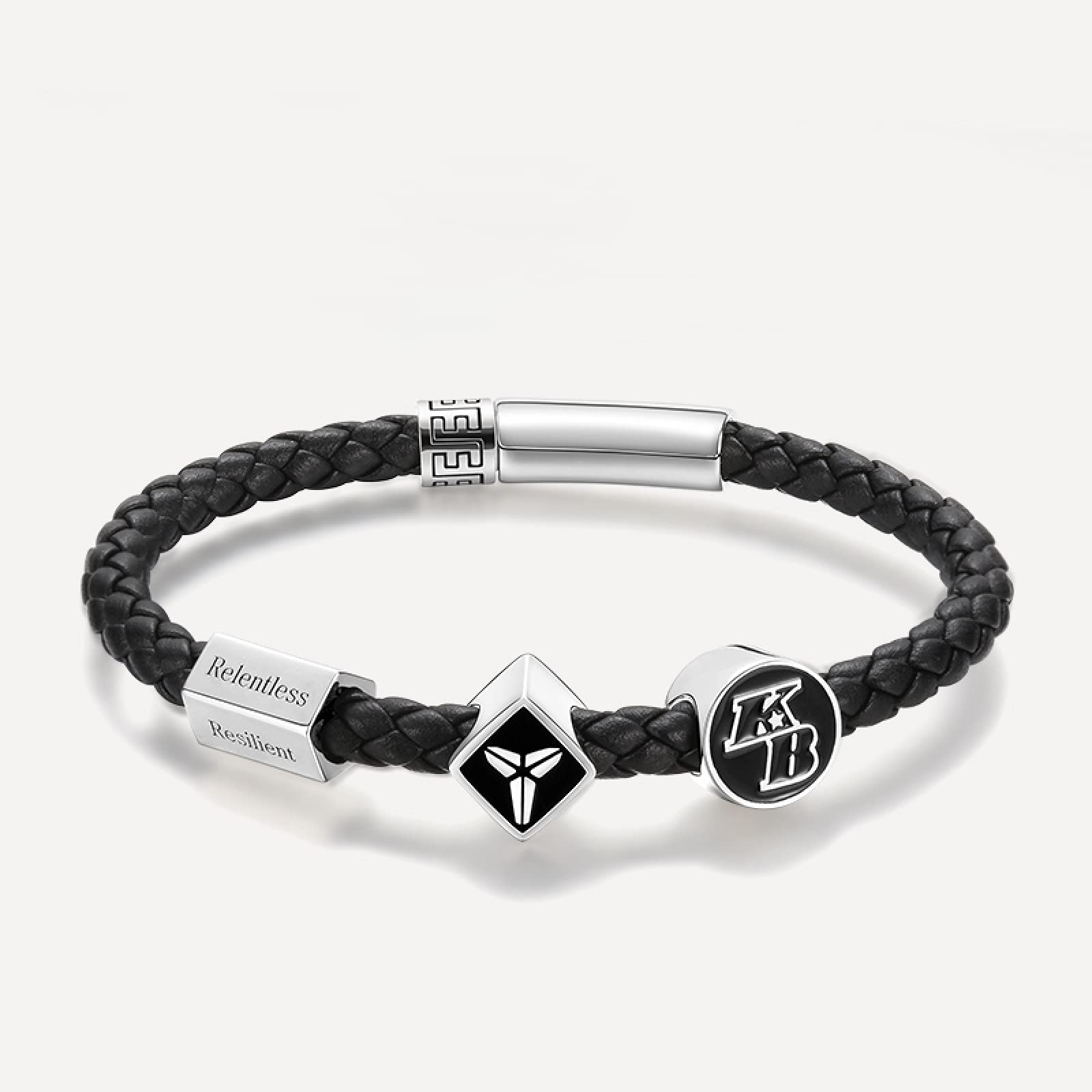 LYGXWJFC Pulsera Trenzada Personalizada para Hombres - Plata de Ley 925 Punk Biker Charm Bead Cuerda Trenzada Pulsera de Cuero Joyería para Hombres, niños y Adolescentes