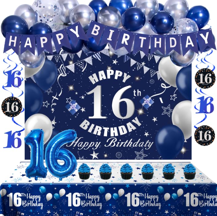 16th Birthday Decorations Boy Girl, 48PCS - Happy 16th Birthday Decorations