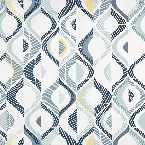 No. 918 Barker Geometric Semi-Sheer Rod Pocket Kitchen Curtain Valance And Tiers Set, 54" X 36", White #TOP4