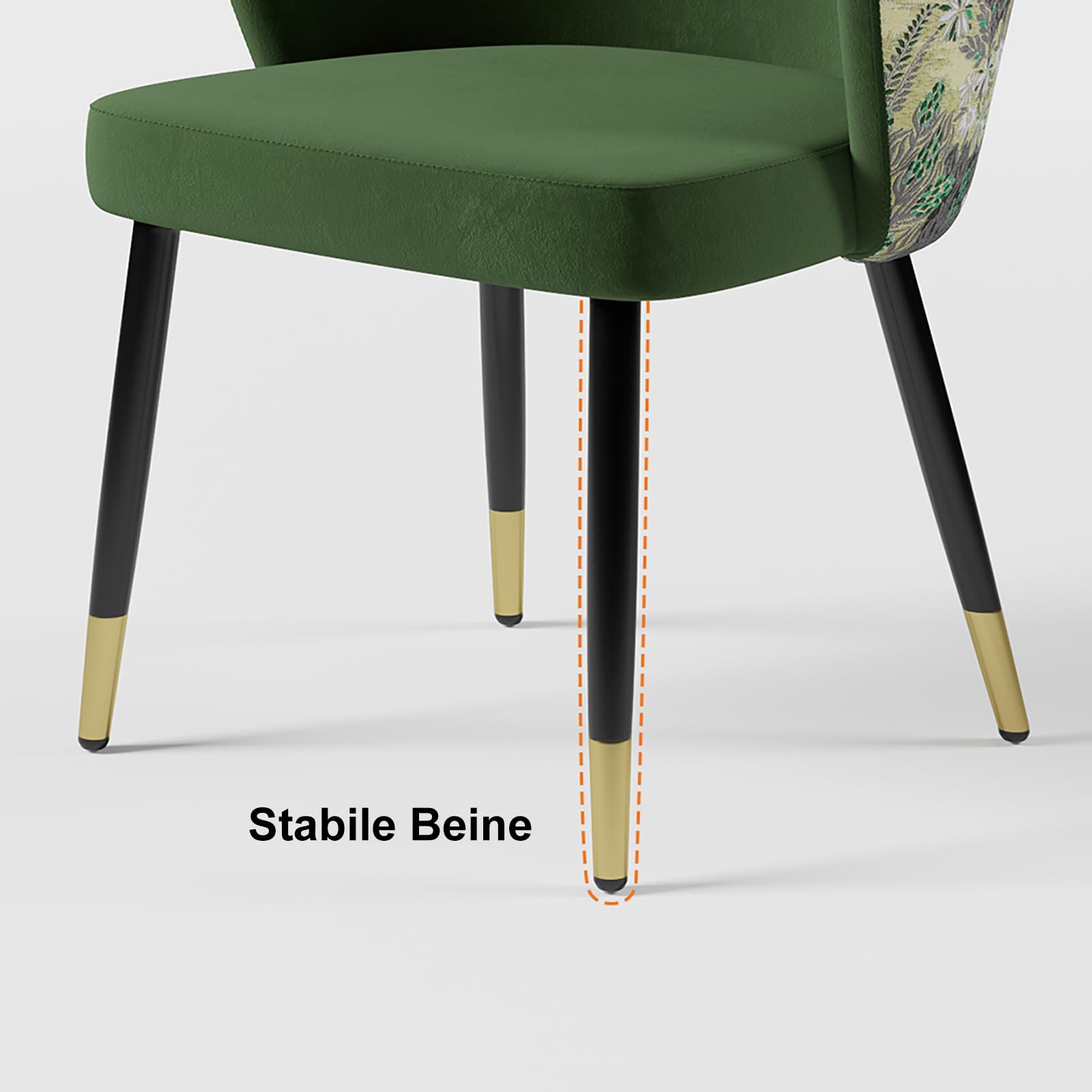 Homary Moderner Esszimmerstuhl aus grünem Samt mit goldenen Beinen, gepolsterter Sessel für Esszimmer, Wohnzimmer oder Büro