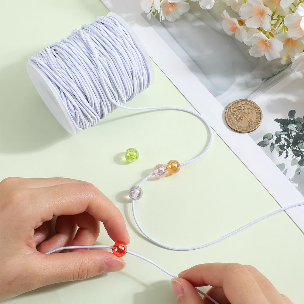 SUNNYCLUE 1 Roll 109 Yards/100M Jewellery Cording Elastic String Bulk 1.5mm White Polyester Wax Braided Beading Sewing Threads Cord with Spool for Jewellery Making Bracelets Necklaces Crafts Supplies - Image 3