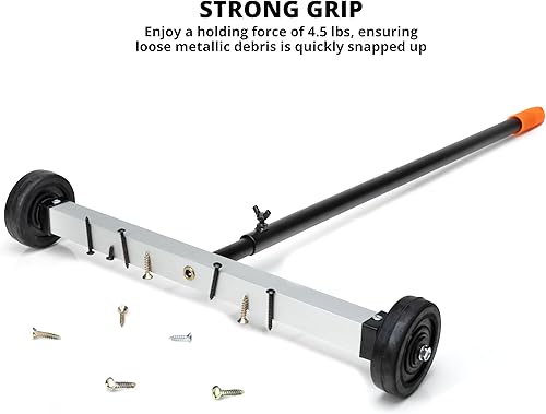 Vista 42 de Neiko - herramienta barredora de metales magnética de alto rendimiento de 24 pulgadas con altura ajustable de liberación rápida.
