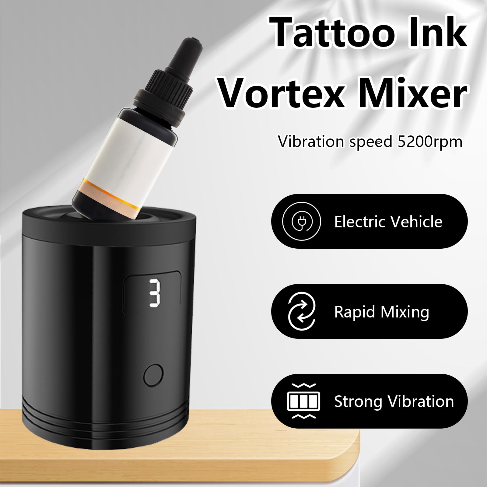 Mini Vortex Mixer, Mezclador de Vórtice de Tinta para Tatuajes Inalámbrico de 5200 rpm Agitador de Vórtice con Función Táctil Mezclador Eléctrico de Tinta Pigmentada