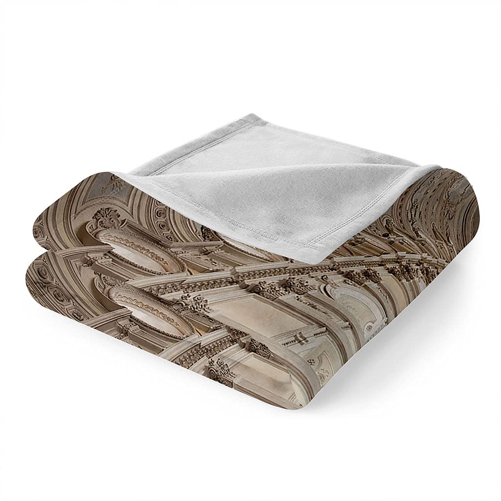Coperta In Pile Di Pelliccia Sintetica Per Divano E Letto, Edificio A Corridoio In Stile Europeo Stampata Coperta Matrimoniale Invernale Di Flanella 180X200Cm Morbida, Calda E Accogliente, F