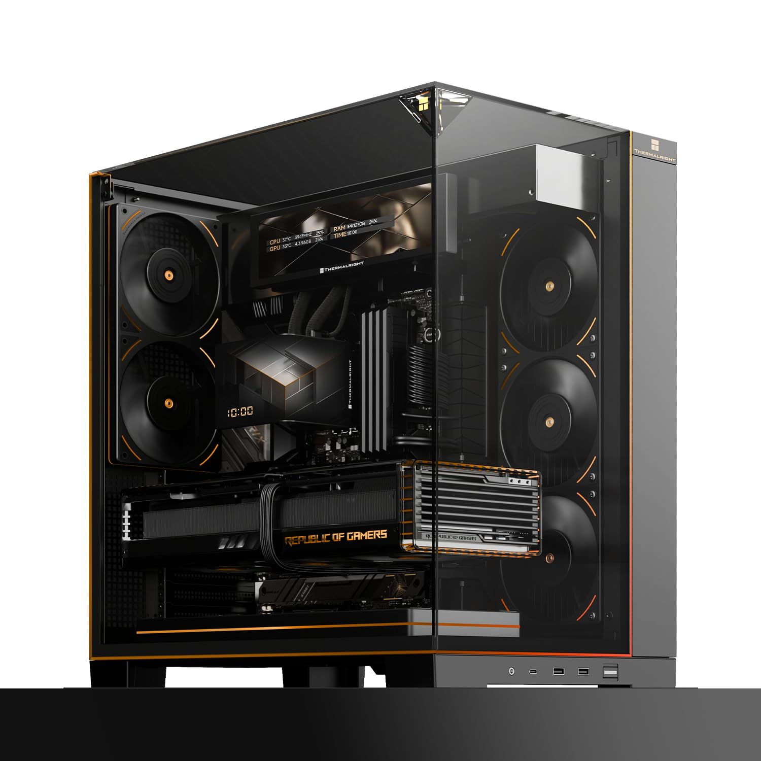 TR Boîtier PC A70 Vision - Éclairage ARGB 5 V - Design de Ventilation en Maille pour Un Refroidissement Optimal - Emplacements de Disque Dur Flexibles - Idéal pour Le Montage DIY - avec écran de 9,16