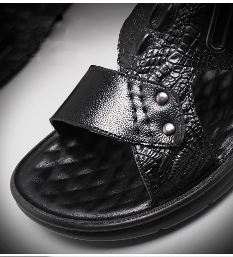 VOODUE Mens Hiking Sandals Genuine Leather Men's Sandals Soft Non Slip Slippers Wear Resistant Big Size Sandals (Color : Brown, Size : 41)2