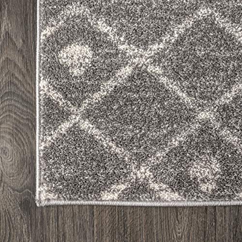 Image of JONATHAN Y Aksil Moroccan Beni Souk Gray /Cream Runner Rug, 2x8, Bohemian, Scandinavian, Easy-Cleaning for Living Room, Bedroom, Kitchen, Pet Friendly, Non-Shedding (MOH208C-28)