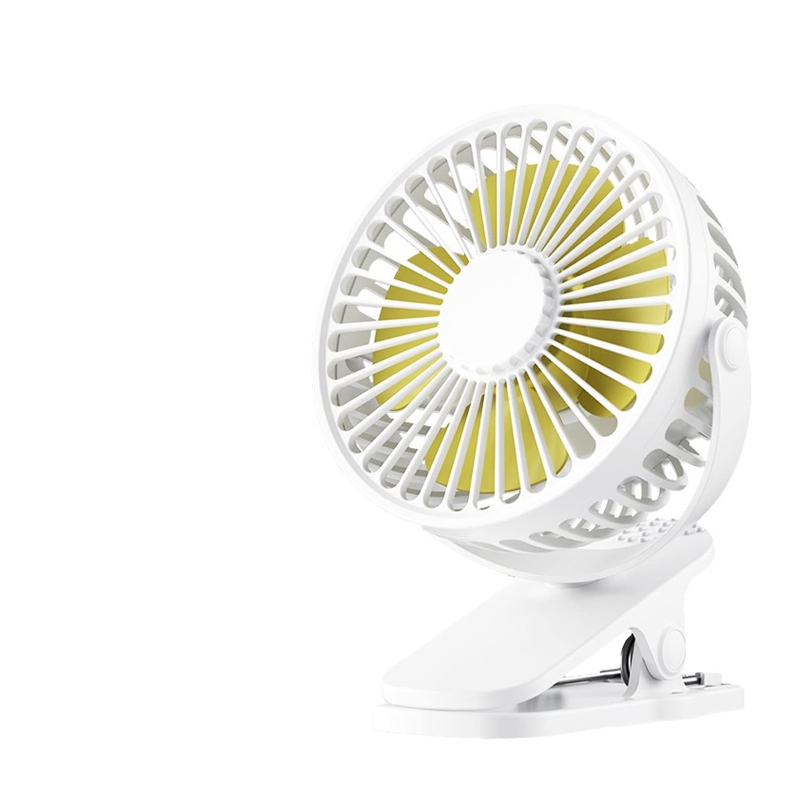 USB Clip-on Fan MiniPortable Clip 720° Degree Rotatable Strong Wind(White)