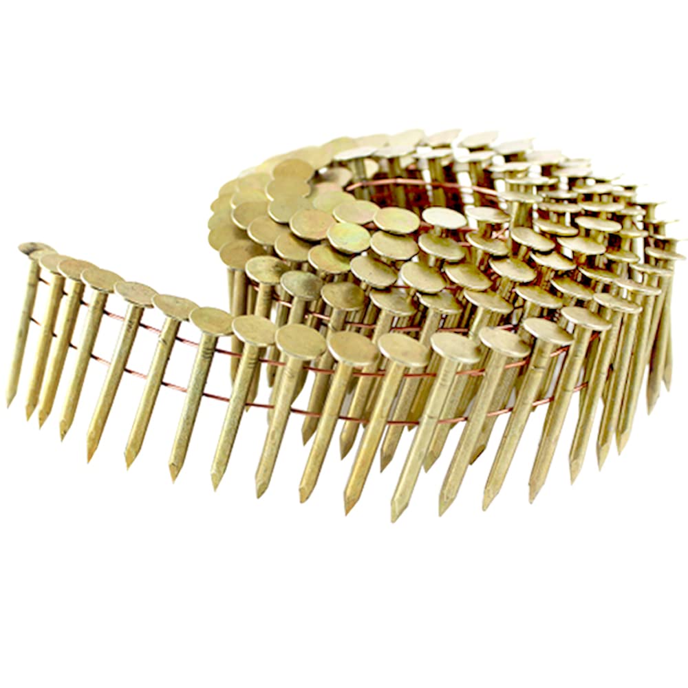 meite Coil Roofing Nails, 1-Inch × .120-Inch 15 Degree Round Head Smooth Shank Electro Galvanized Roofing Nails for Coil Roofing Nailer Gun (2,880 Counts)