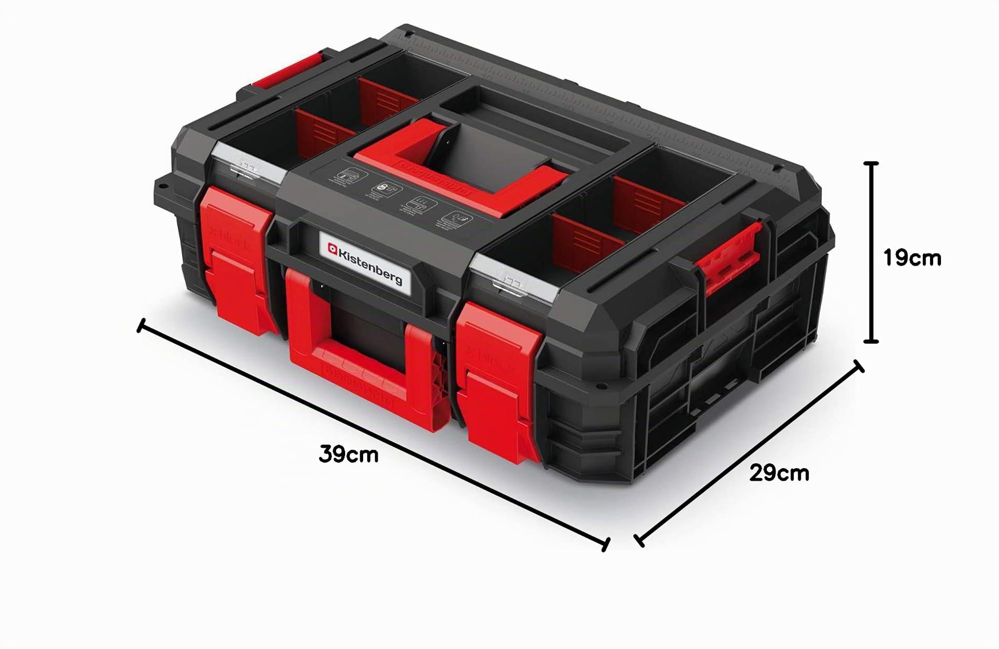 Caja de herramientas profesional con capacidad de carga hasta 50 kg, con compartimentos y separadores modulares X-Block 546 x 380 x 194 mm