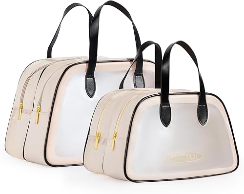 Joyask 2 bolsas de aseo de viaje para mujeres y hombres, bolsa de cosméticos translúcidos mate con asa práctica, bolsa organizadora de viaje para