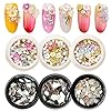 6 dozen 3D-bloemen Mixed Nail Art-steentjes, gouden nagelstekers Crushed Shell Pebbles Crystals Gems, Artificial Pearl…