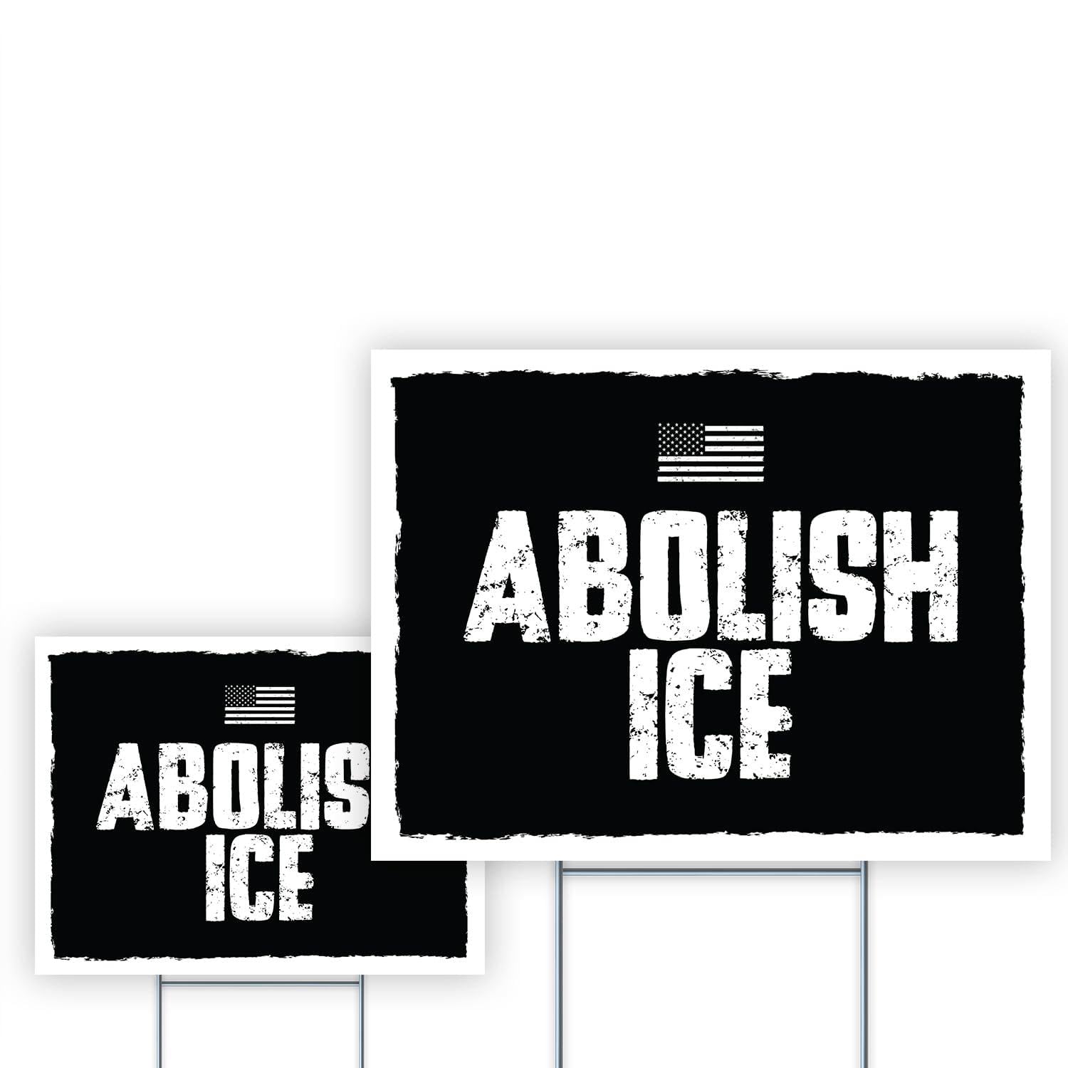Abolish Ice Yard Signs with Stakes 18x24 Inch - Weatherproof Lawn Signs for Outside, Advocacy, Events, Rallies & Home - 4mm Corrugated Plastic Protest