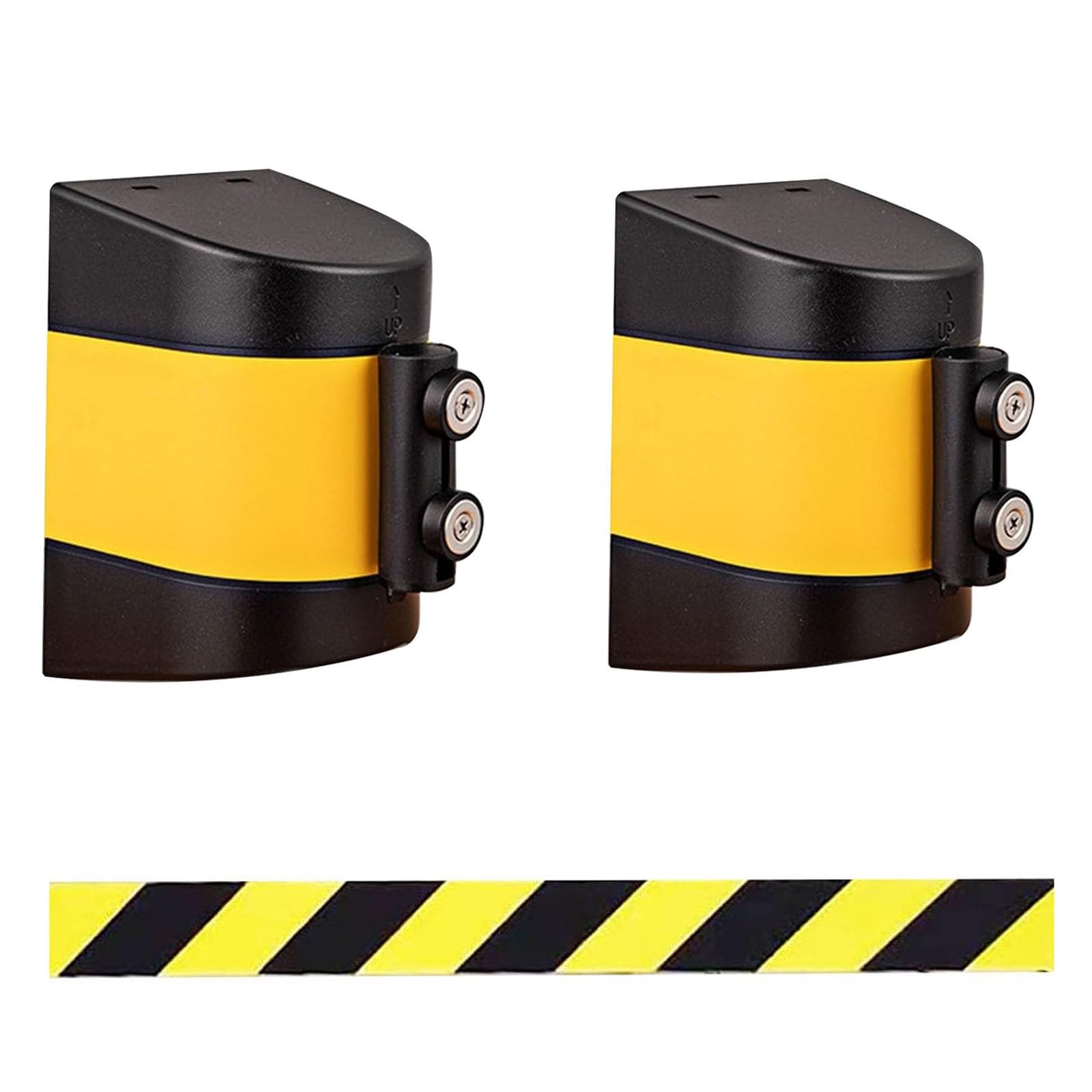 YNIYUJKL Magnetic Retractable Belt Barrier - 16.4Ft Heavy Duty Wall Mount Safety Cordon, Yellow & Black, Perfect For Crowd Control & Event Management, Strong Magnetic Suction,B-2M/6.6FT