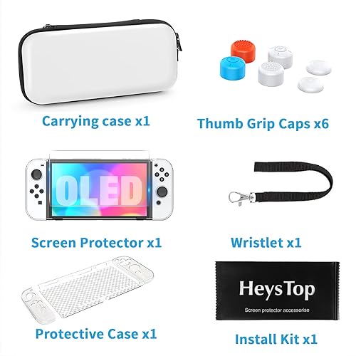 Vista 3 de HEYSTOP Switch OLED Model Carrying Case, 9 in 1 Accessories Kit for 2021 Nintendo Switch OLED Model with Dockable Protective Case Cover, HD Switch