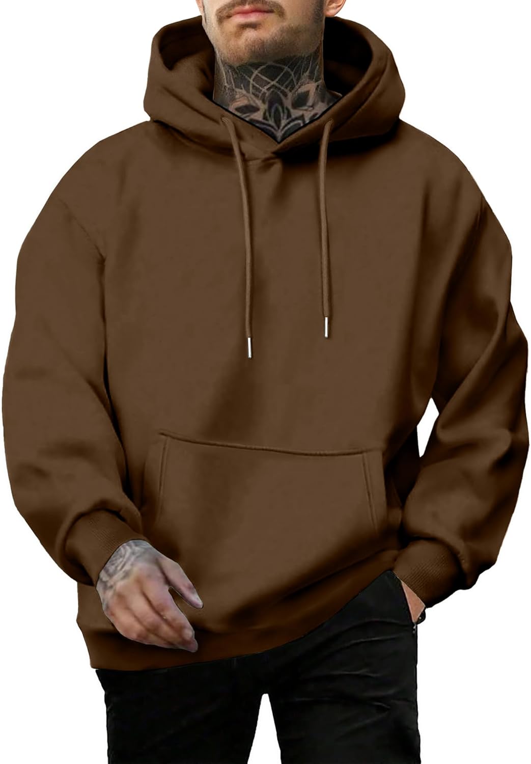 PLEPAN Hoodies for Men Casual Cotton Essentials Hoodie Pullover Long Sleeve Fleece Hooded Sweatshirts with Pockets