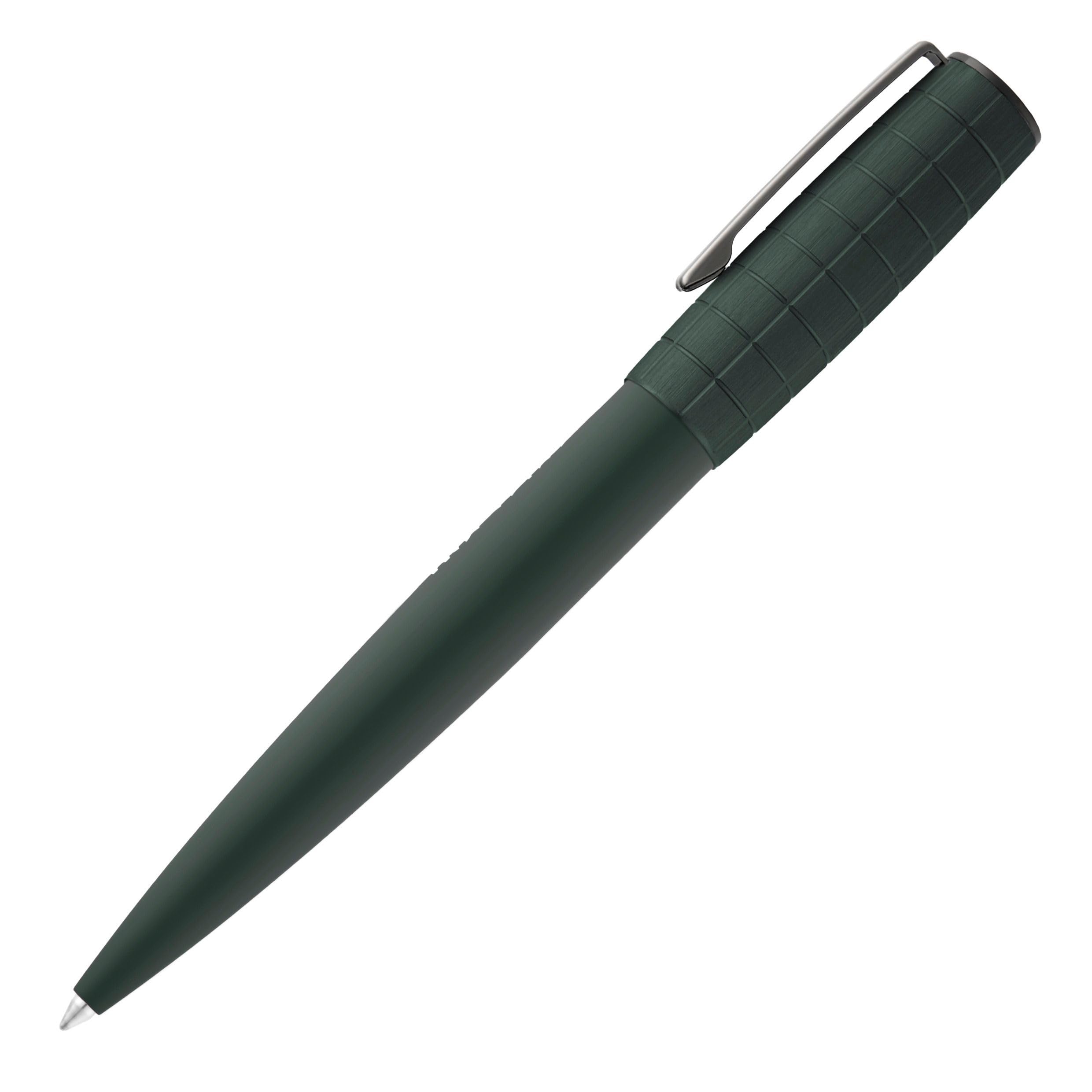 BOSS HUGO Kugelschreiber Arche Bauhaus - Design-Schreibgerät, Drehmechanik, edler Messing-Aluminium-Korpus, Luxus-Kugelschreiber mit Geschenkbox (HSK5744) (dunkelgrün)