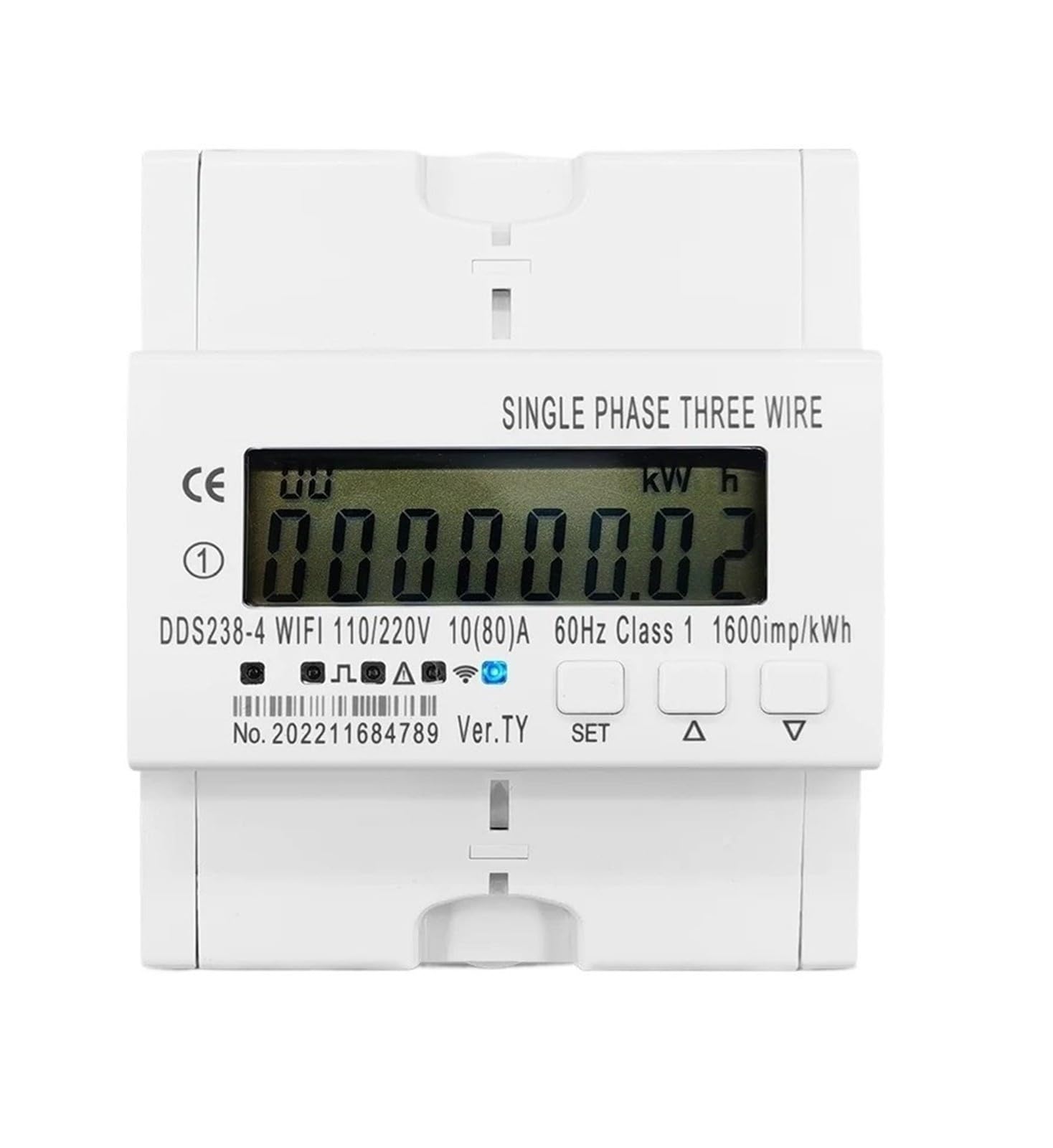 Compteur d'énergie de rail de vacarme de 2 phases 3 fils 110V+ 80A