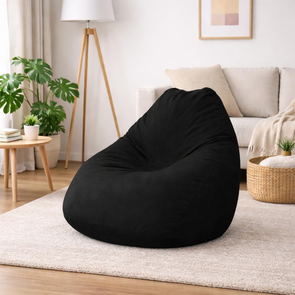 【XL(サイズ4)】Buffer Couch Surfers Black Puff Fofão Suede Com Enchimento Confortável Aconchegante Sala
