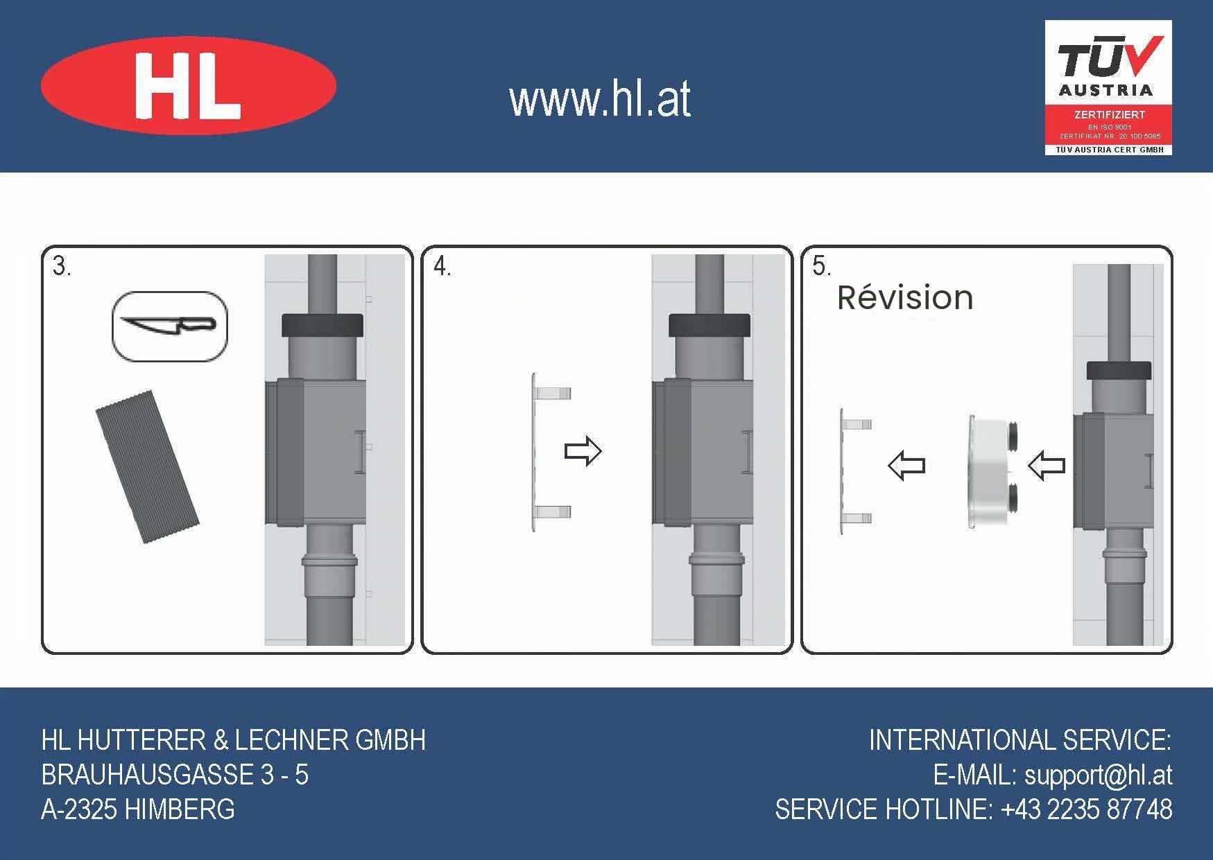 Siphon de condensat HL138 DN32 pour climatiseurs Hutterer Lechner en PVC Blanc/Noir