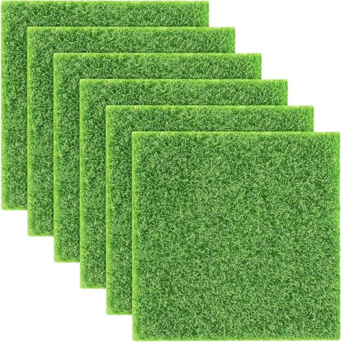 6 Stück Kunstrasen Zum Basteln, 15x15cm Kunstrasen Teppich, Fake Grass Für DIY Projekte, Kunstrasen Basteln, Grasmatte Für Miniaturgarten Deko Und Wohnaccessoires