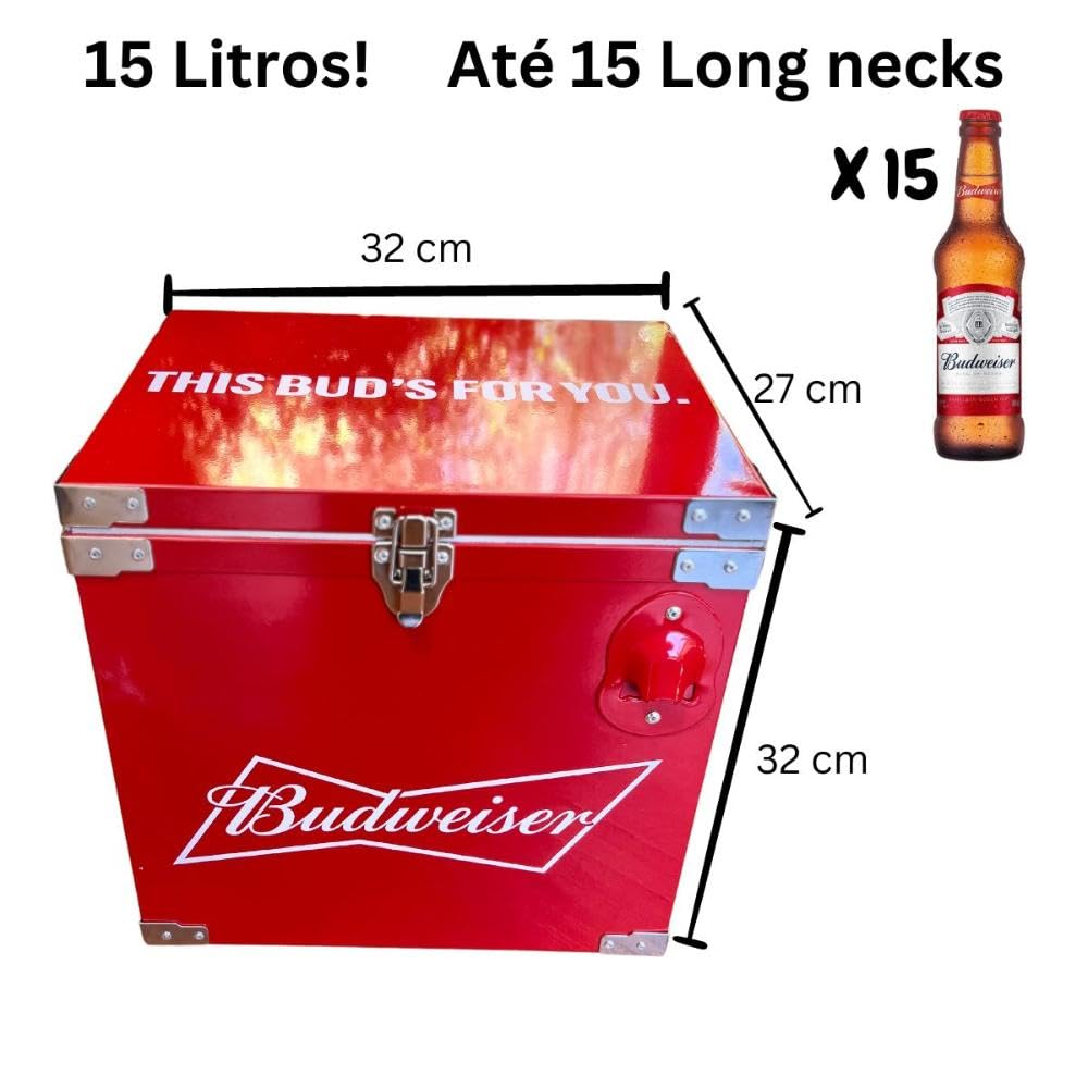 Caixa Térmica Licenciada Ambev Budweiser Cooler Aluminio Leve