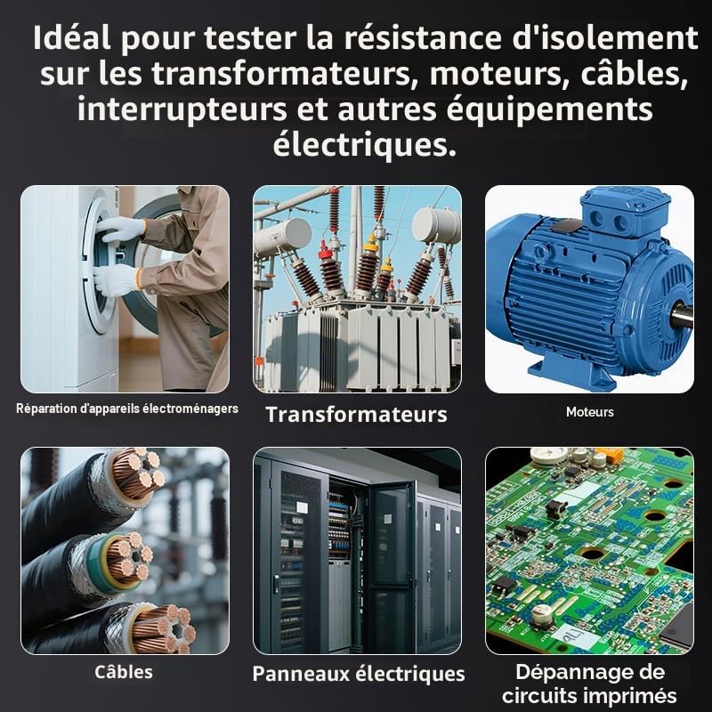 Testeur de résistance d'isolation 1000 V AC/DC, mégohmmètre numérique avancé, mesure la résistance d'isolation jusqu'à 20 GΩ, mesure de tension jusqu'à 1000 V, multimètre électronique à secouer