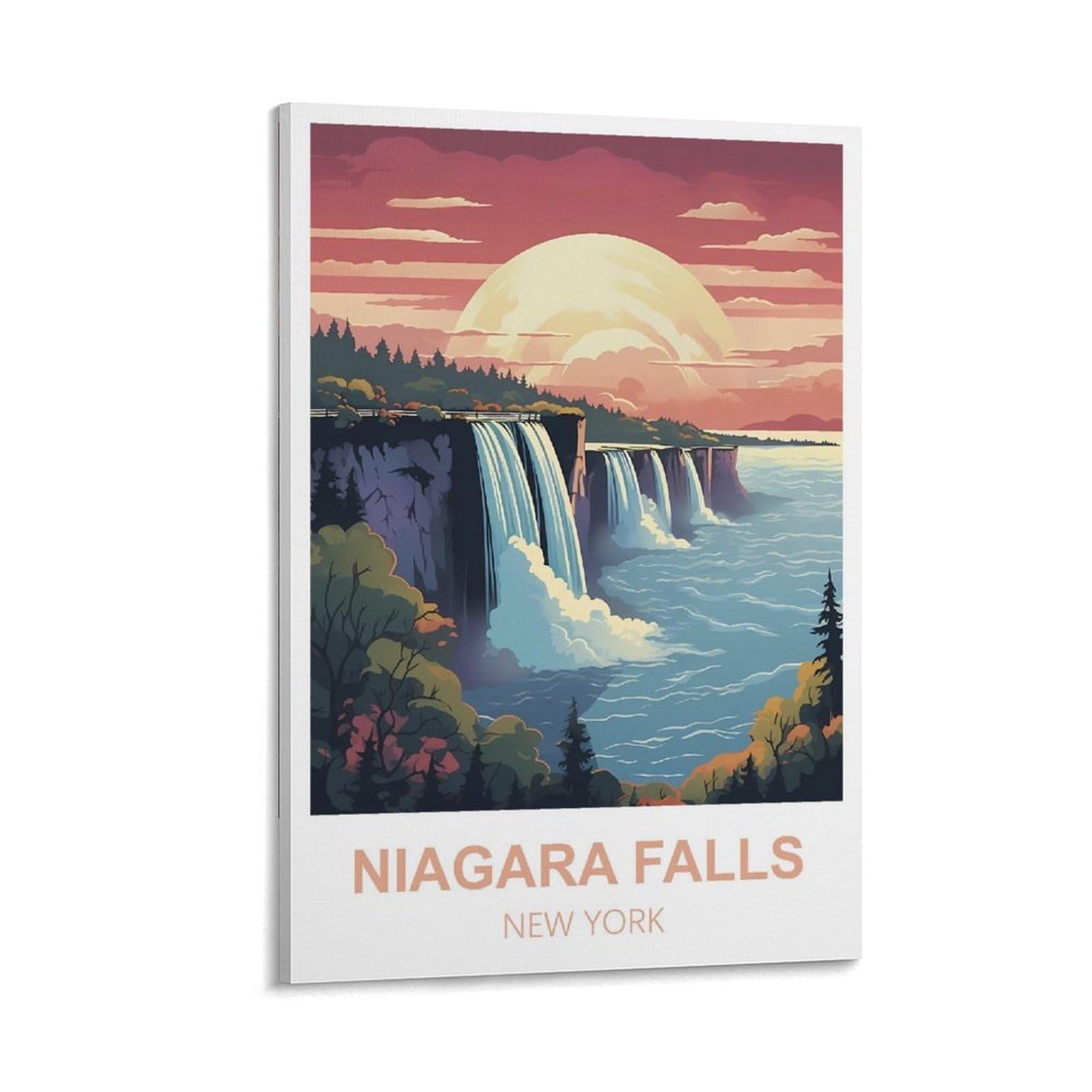 HWJJUII Niagara Falls New York Vintage Travel Poster 12x18inch(30x45cm) Canvas Art Poster And Wall Art Picture Print Bedroom Decor