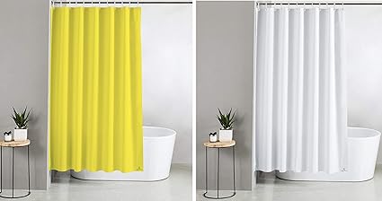 Kuber Industries 2 Pieces PEVA Shower Curtain Liner, Heavy Duty Plastic Shower Curtain with Hooks for Bathroom, Bathtub, 70