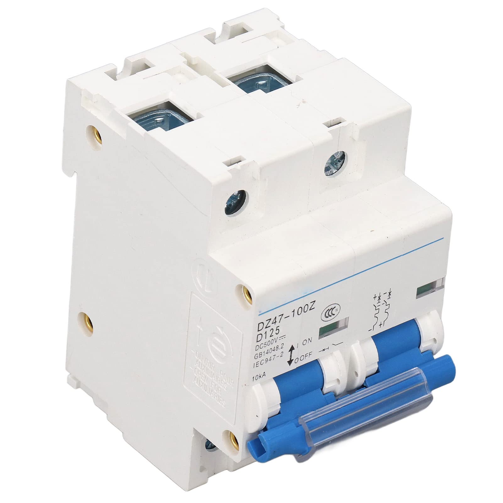 Disyuntor en Miniatura DC 500V 36mm Riel DIN Mini Interruptor de Desconexión de CC 10KA Capacidad de Ruptura para Sistema de Energía Solar Disyuntor de CC (125A)