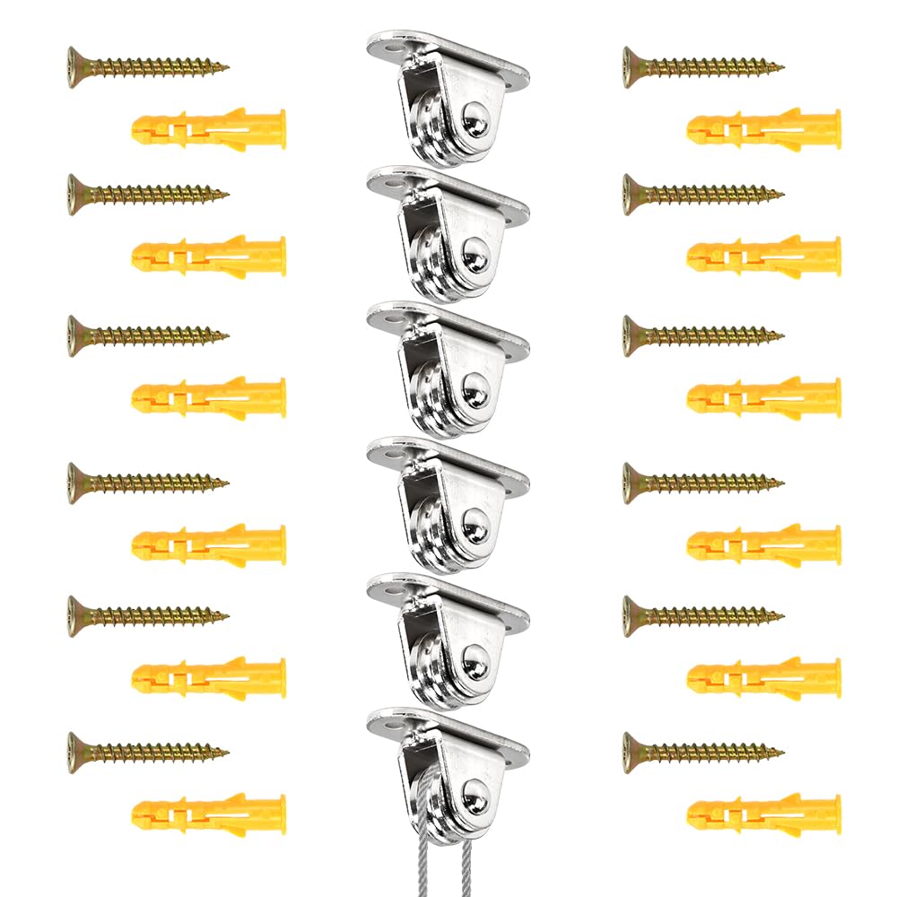 6 Stück Umlenkrollen Stahlseile Seilrollen mit Kugellager, Umlenkrollen für Seile, Hebekran Flaschenzug Riemenscheibe 60mm Schwerlastrollen für Wäscheleine, Sonnensegel, Gewächshaus, Lager