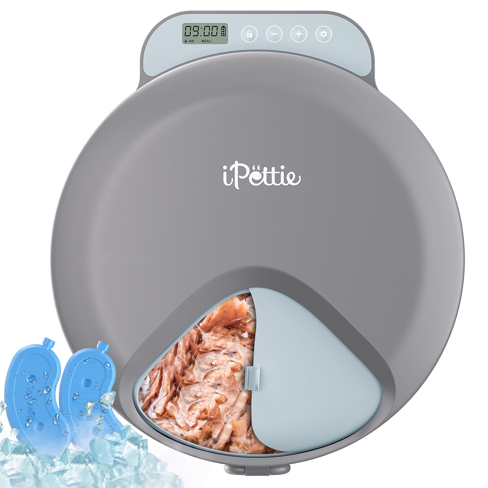 iPettie Zharko Four Meals Automatic Wet Food Feeder - True 4 Meal Design with Locking Lid, Smart Cat Timer Automatic Feeder for Wet Cat Food, Two Ice Packs, Easy to Clean & Portable Design