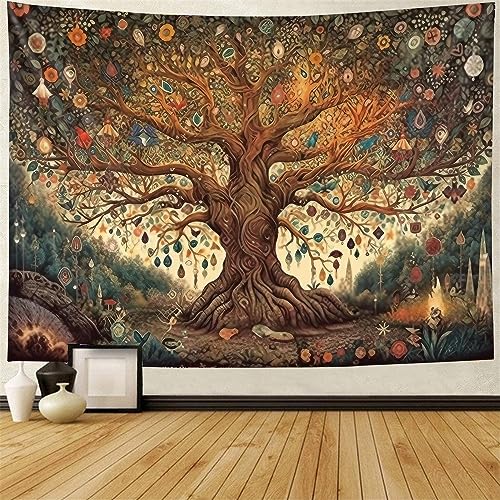 MiniInTheBox Tree of Life Wall Hanging Tapestry Decor Large Tapestrys Mural Aesthetic Sun and Moon Backdrop Blanket Colorful Tree Spiritual Wall Decor Ceiling Living Room Dorm Party