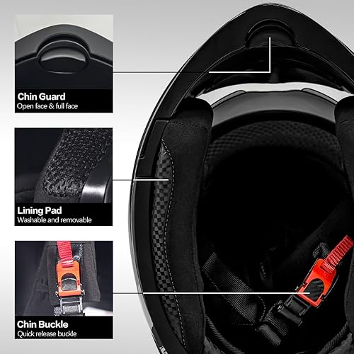 Miniatura 5 de Casco modular de motocicleta, para adultos jóvenes y jóvenes, casco deportivo dual para motocicleta, casco para moto de nieve, bicicleta de calle,