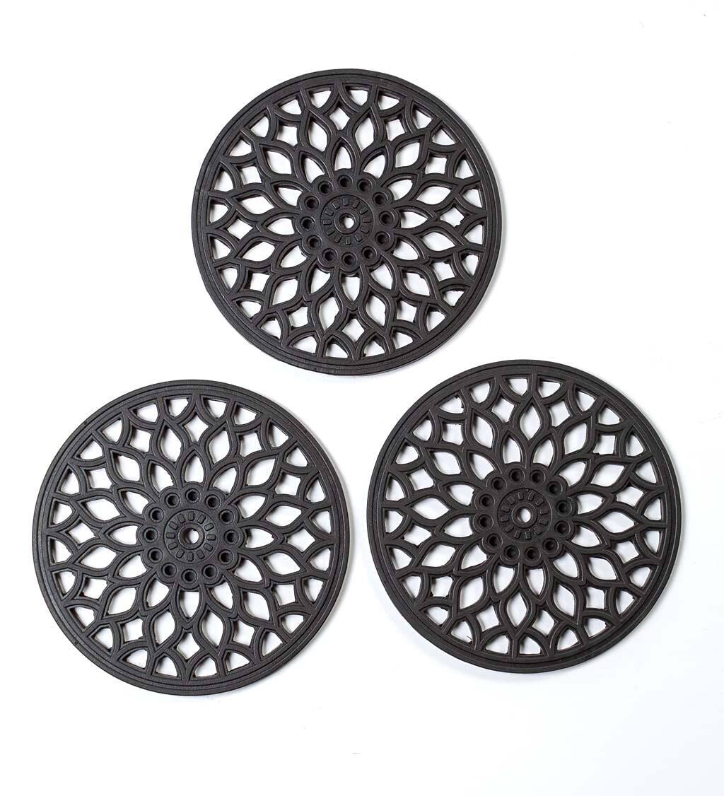 VivaTerra Recycled Rubber Garden Stepping Mats, Set of 3, 12"Dia. x 1"H, Eco