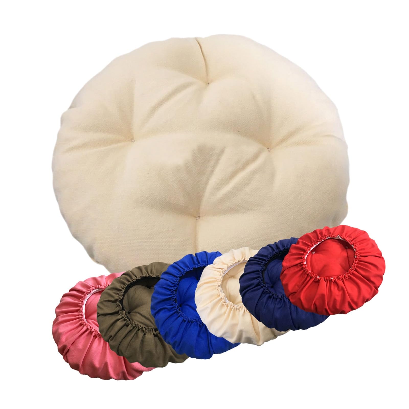 SVFOEBJM Cushion Seat For Round Chair 35/40/45/50cm Chair Cushion Thick Bistro Cushion Pad Chair Seat Pads With Elastic Non Slip(Beige,50cm)