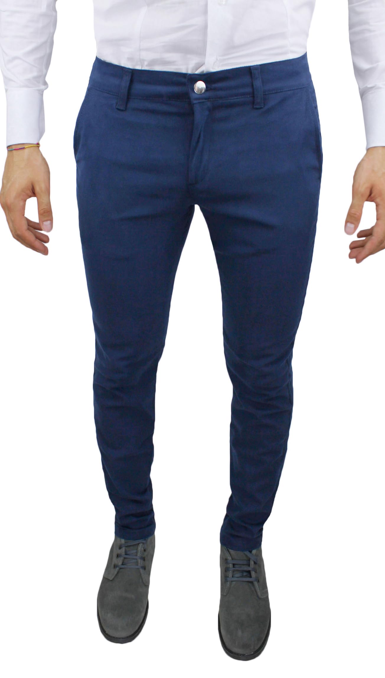 Evoga Pantaloni Uomo Slim Fit Invernali Alta Sartoria Chino's Eleganti Casual