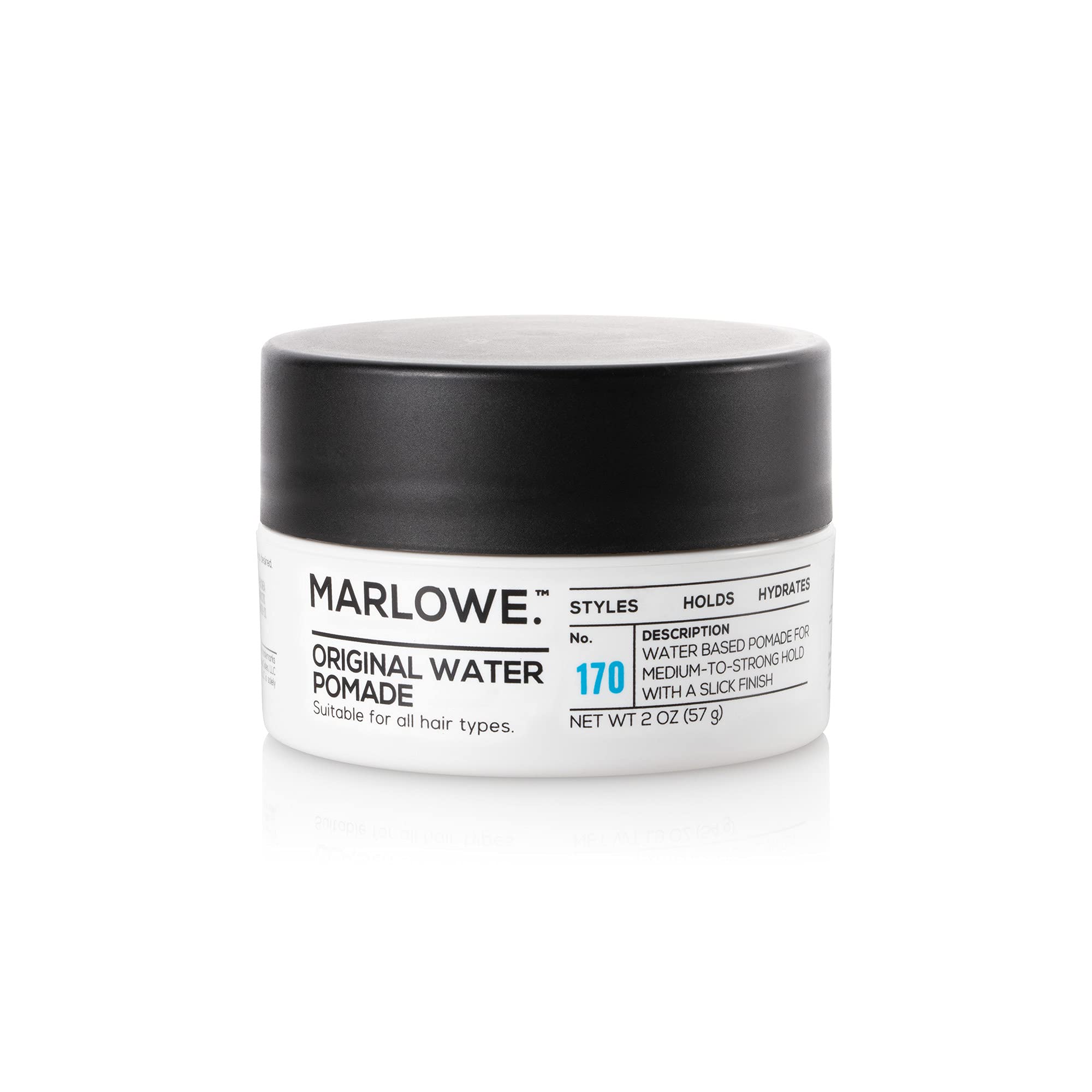 MARLOWE. Original Water Pomade for Men No. 170 | 2 oz | Medium to Strong Hold | Slick Finish | Styles, Holds, & Hydrates with Natural Ingredients | All Hair Types