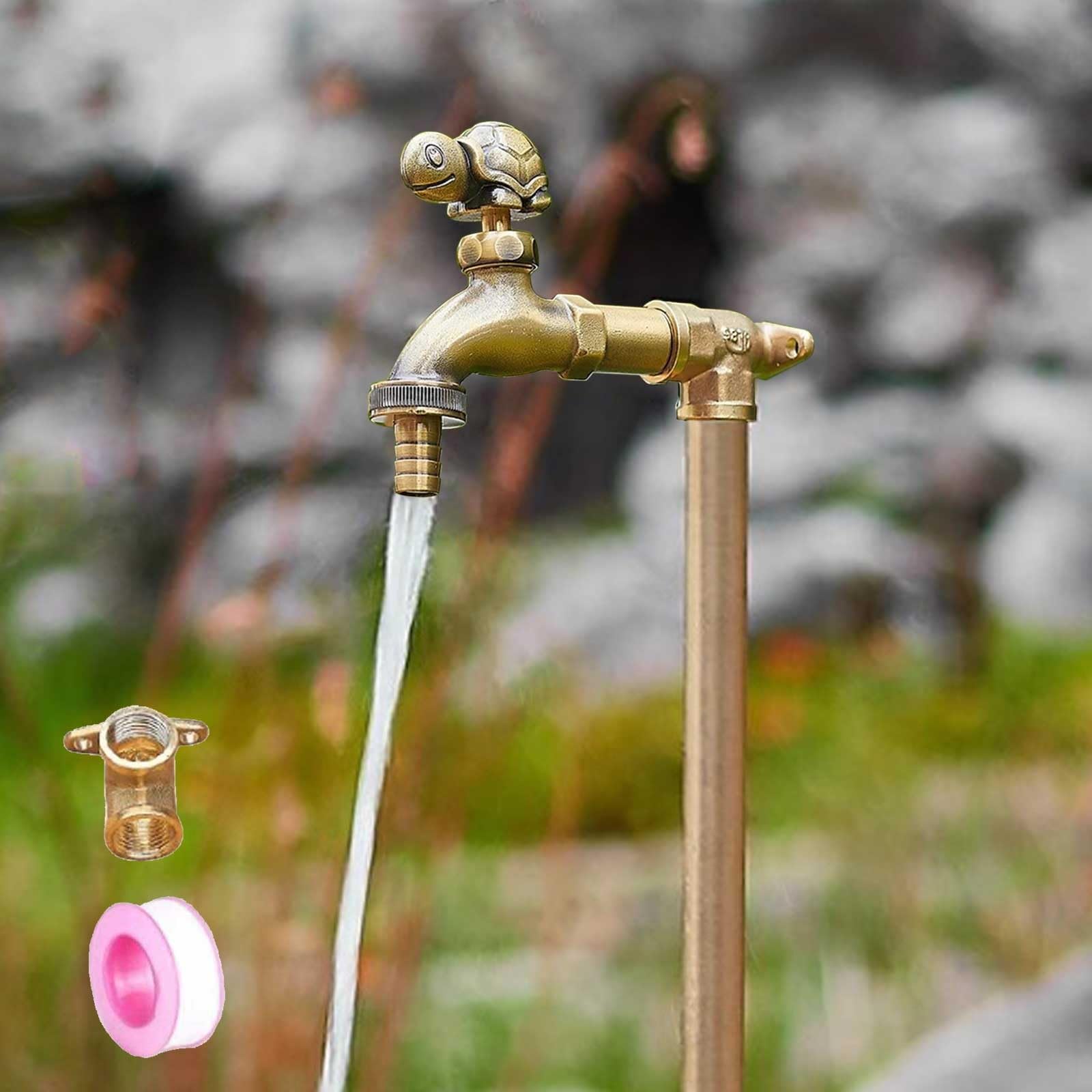 XBTGS Rubinetto da giardino autoportante in ottone, 78,7 cm, colonna d'acqua antigelo per irrigazione e lavaggio, finitura oro resistente, soluzione di irrigazione elegante per giardini e oro, 80 cm