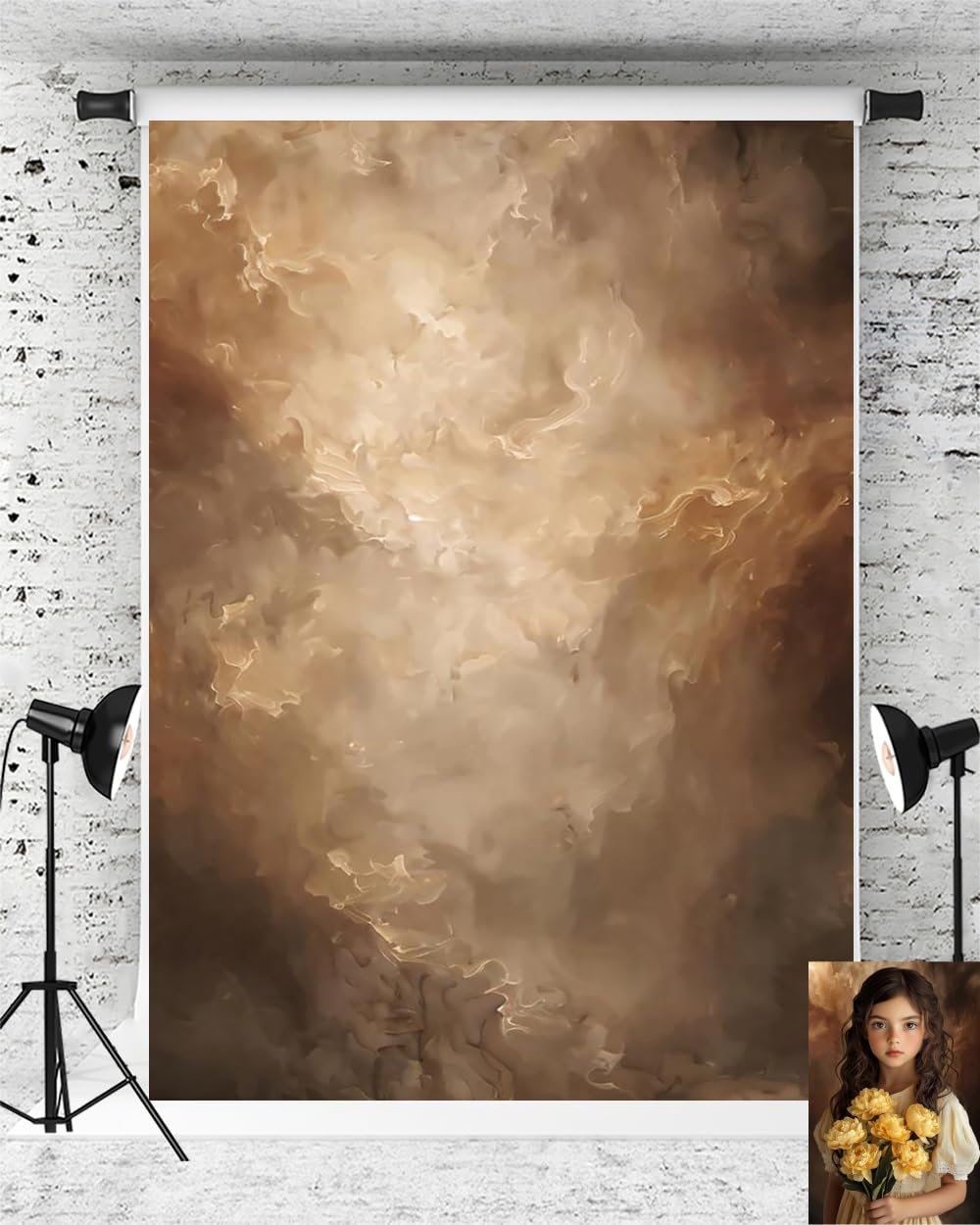 Kate Brown Abstract Texture Backdrop Fine Art Background Brown Photo Background Studio Props,10x6.5ft