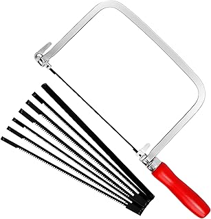 Set de Scie &agrave; D&eacute;couper avec 7 Lames (14/18/24 Dents) et Arc Rotatif &agrave; 360 Degr&eacute;s Poign&eacute;e Bois Lames Tri&eacute;es Coupes Pr&eacute;cises Scie Fine pour Travaux sur Bois