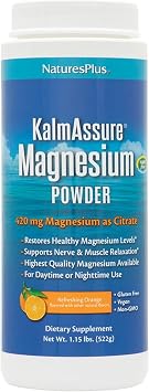NaturesPlus KalmAssure Magnesium Powder - 1.15 lb - Orange Flavor - Supports Nerve and Muscle Relaxation - Non-GMO, Gluten Free, Vegan - 60 Servings