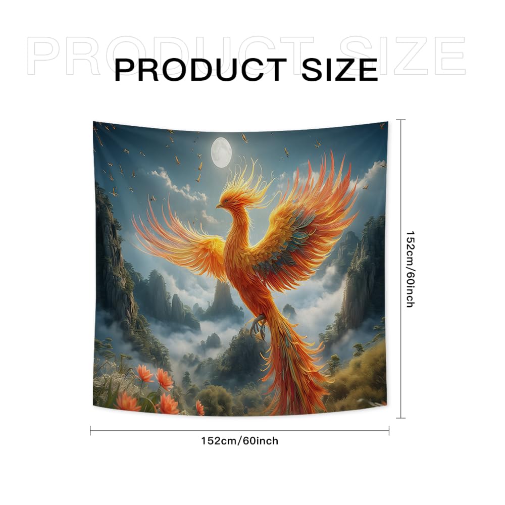 White Phoenix Landscape Tapestry for Bedroom Living Room 56D