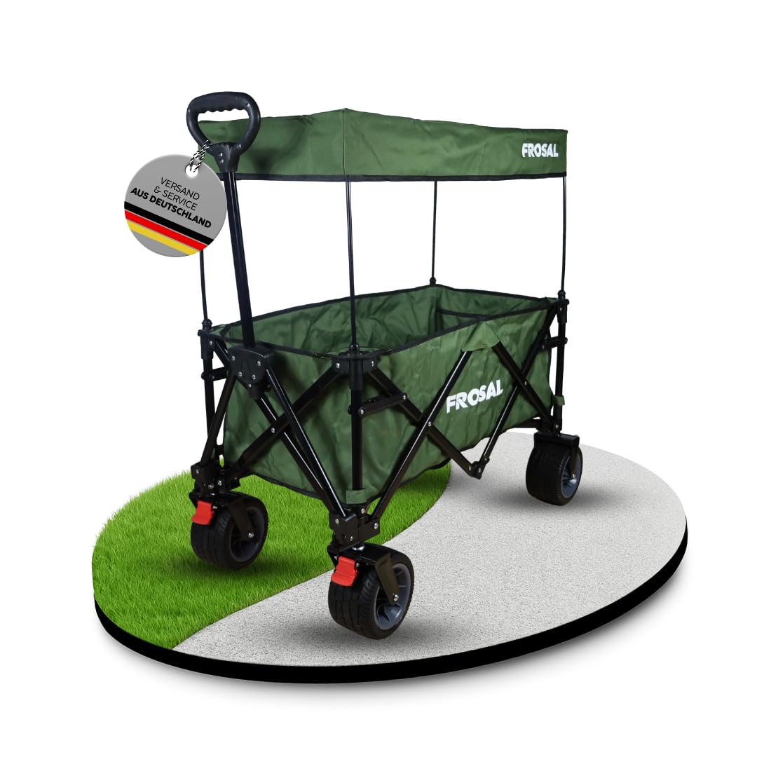 FROSAL Faltbarer Bollerwagen Emil grün Strandwagen klappbar Transportwagen Handwagen