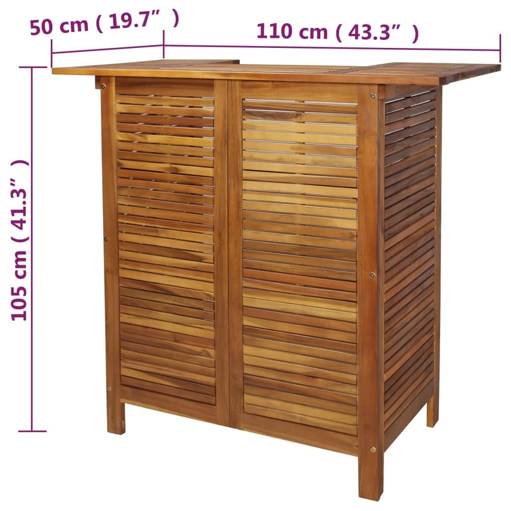 Mesa Alta de Bar de Madera de Acacia Maciza 110x50x105 cm,Mesa Alta de Bar de Madera de Acacia Maciza Estilo Rústico para Exteriores e Interiores Muebles y Accesorios de Jardín