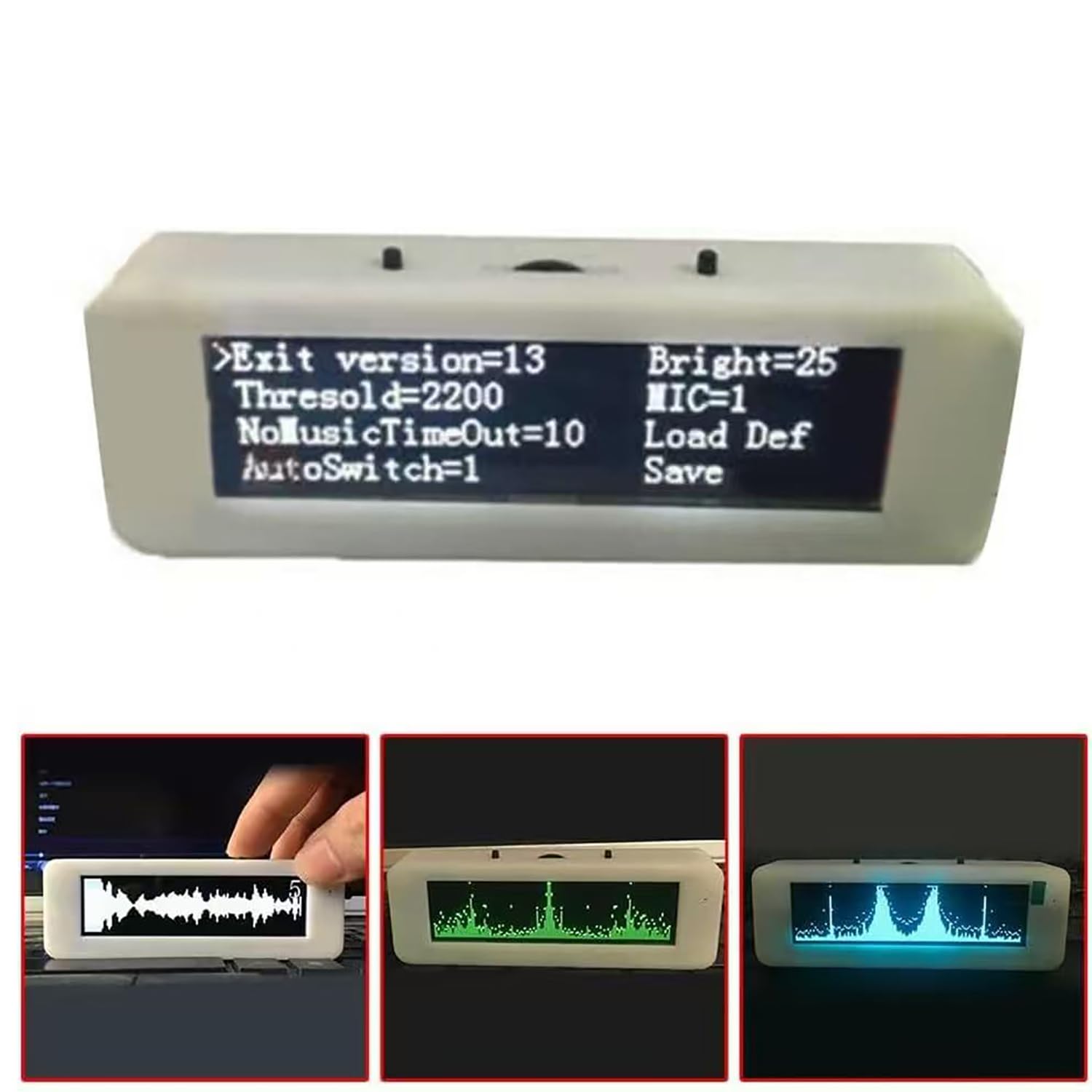 COYEUX Analizador De Espectro Musical con Pantalla De 3,12" para Indicador De Nivel De Audio Y Medidor VU De Ritmo, Alimentación De 5 V con Entrada AUX Y Micrófono Integrado