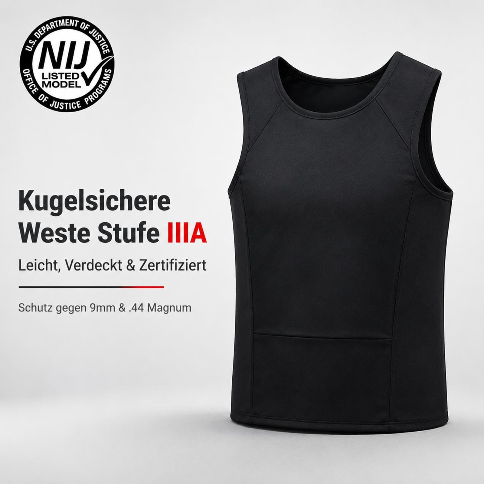 Kugelsichere Weste Level IIIA – Leichtes, Verdecktes Schusssichere Weste mit UHMW-PE Einsätzen, Schutz Vorne & Hinten,Schwarz,XL